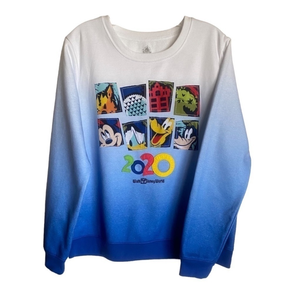Disneyland Resort Disney Parks Womens Sweatshirt Size L 2020 Ombre Blue White